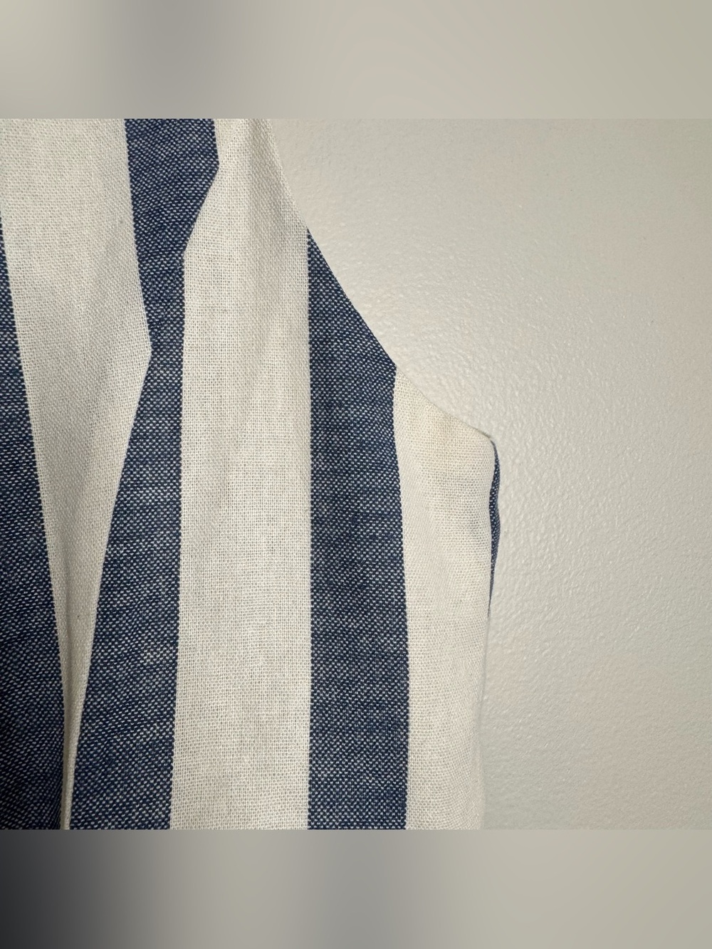 The Workshop Linen Rayon Blue White Striped Vest Top Shorts 2-piece Set Large - Picture 7 of 12